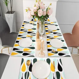 LUXEHOME INTERNATIONAL Set of 6 Black & Yellow Printed Table Placemats image 1