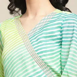 Varanga Women Teal Blue Leheriya Printed Angrakha Kurti With Tiered Sharara image 5