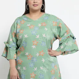 KLOTTHE Women Green & Red Printed Top-picture-18