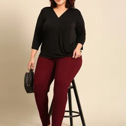 The Pink Moon V-Neck Wrap Plus Size Top image 1