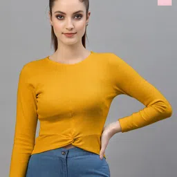 Friskers Pack Of 2 Round Neck Long Sleeves Cotton Fitted Crop Top-picture-14