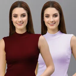 Friskers Women Pack of 2 Maroon & Purple Crop Top-image-94