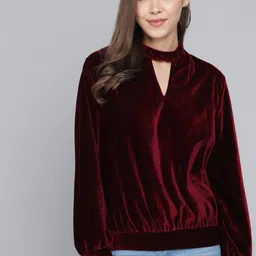 VAARARO Keyhole Neck Cuffed Sleeves Blouson Top-picture-37