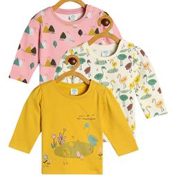 MINI KLUB Pink & White Pack Of 3 Geometric Print Organic Cotton Top-picture-18