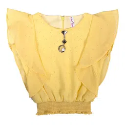 Hunny Bunny Yellow Flutter Sleeve Georgette Blouson Top-picture-16
