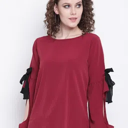 Mayra Round Neck Three-Quarter Sleeves Bell Sleeves Top image 1