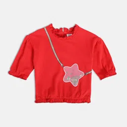 MINI KLUB Girls Graphic Printed Round Neck Short Sleeves Cotton Top-picture-30