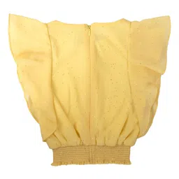 Hunny Bunny Yellow Flutter Sleeve Georgette Blouson Top image 4