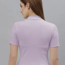 Friskers Pack Of 2 High Neck Short Sleeves Ribbed Cotton Fitted Casual Tops image 2