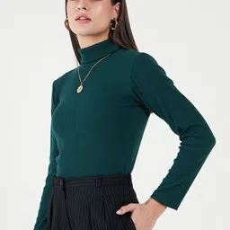 Bitterlime Set of 2 Long Sleeves Turtle Neck Cotton Fitted Top image 5