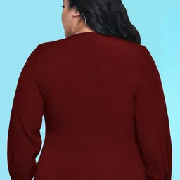 wild U Plus Size V-neck Bishop Sleeve Empire Top image 4