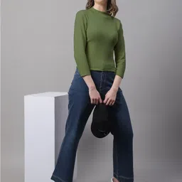 FBAR Pack Of 2 Ribbed High Neck Fitted Cotton Top image 3