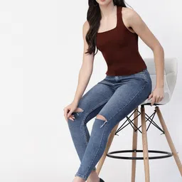 Kalt Square Neck Shoulder Straps Cotton Top image 5