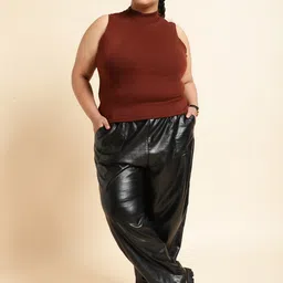 UnaOne Plus Size Pack of 2 High Neck Sleeveless Fitted Cotton Tops image 3