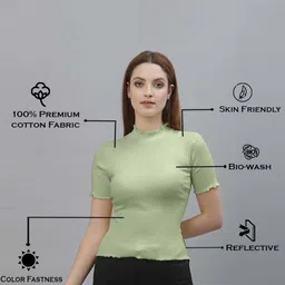 Friskers Pack Of 2 High Neck Short Sleeves Cotton Fitted Top image 2