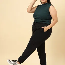 UnaOne Plus Size Pack Of 2 Ribbed High Neck Cotton Fitted Tops image 3