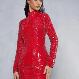 MISSPAP Embellished Cut-Out Detail High Neck Sheath Dress-picture-15