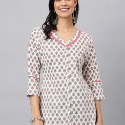 MEESAN White & Pink Printed Cotton Tunic-picture-20
