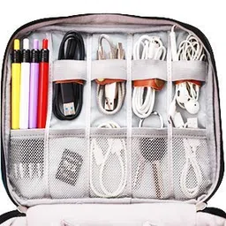 BUYFLUX Electronics Accessories Organizer Bag, Universal Carry Travel Gadget Bag for Cables, Plug and More, Perfect Size Fits for Pad Phone Charger Hard Disk (Light Blue) image 2