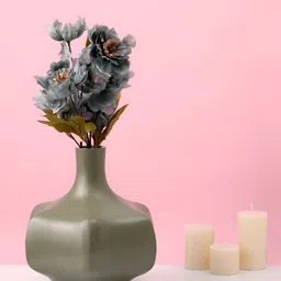 Decor de Maison Verdant Sage Green Textured Metal Flower Vase-picture-11