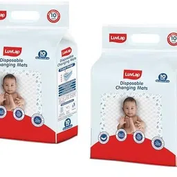 LuvLap Disposable Baby Underpad Cum Changing Mats, 20 Count 60x60 CM Waterproof Pads for Baby, Breathable Underpads act as 100% Water Proof Bed Protector, Non Slip Backsheet, Hypoallergenic image 1