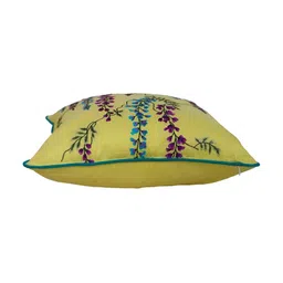 TARA- Sparkling Homes Yellow & Purple Set of 2 Embroidered Square Cushion Covers image 5