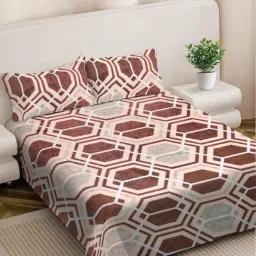 FABINALIV Brown Geometric Woollen King Size Double Bedsheet With 2 Pillow Covers-image-54