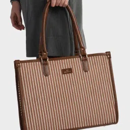 MINI WESST Lexi Stripped Tote Bag With Detachable Strap - Brown-picture-15