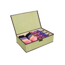 House of Quirk 17 Compartment Innerwear Clothing Organizer Storage Box - Green-image-38