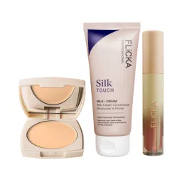 FLiCKA Makeup Combo - Base Story Foundation Caramel + Silk Touch Primer + R U Ready Lipstick Oatmeal-image-53