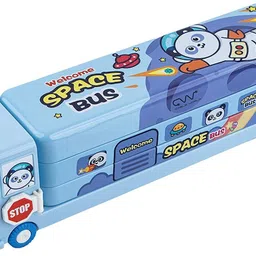 nitya enterprise Blue Bus Compass 2 Art Metal Pencil Box-picture-10