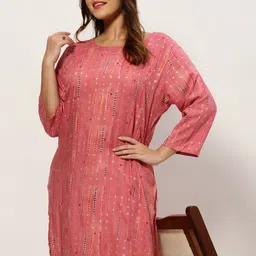 SHOWOFF Plus Ethnic Motif Printed Straight Kurta image 1