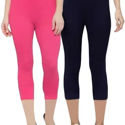 rocksy 3/4th Capri leggings Women Dark Blue, Pink Capri-picture-12