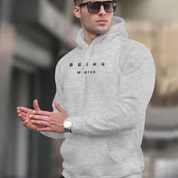 being wanted Men Full Sleeve Printed Hooded Sweatshirt image 3