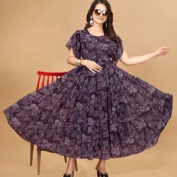 houseofcommon Women Ethnic Dress Purple Knee Length Dress-picture-19