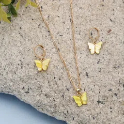 Celena Cole Gold-Plated Yellow Butterfly-Shaped Jewellery Set-picture-20