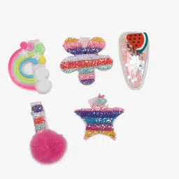 Celena Cole Girls Set Of 5 Pink & Blue Embellished Hair Clips image 4