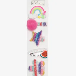 Celena Cole Girls Set Of 5 Pink & Blue Embellished Hair Clips image 5