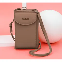 syga Women Phone Bag Ladies Wallet PU Leather Cell Phone Purse Mini Shoulder Bag with Strap Card Slots (Brown, Forever Hengshang) image 5