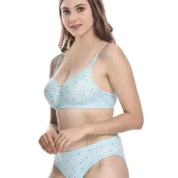 Aamarsh Pack Of 3 Printed Cotton Lightly Padded Bra With Briefs image 3