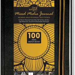 zen sangam express your mind Portrait A5 Artists' Sketch Book Stitched HardBound, 200GSM, 100 Pages(50 Sheets), Acid Free Cartridge Paper,Size:(22cm x 15cm)-Handmade-for Pencils, Chalk, Oil Pastels, Crayons - Portrait Sketch Pad image 1