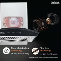 hindware smart appliances Ripple 60 Auto Clean Wall Mounted INOX 1350 CMH Chimney image 5