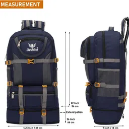 livshine Rucksack For Hiking Trekking And Travel - Unisex Rucksack - 60 L (Blue) Rucksack - 60 L image 2