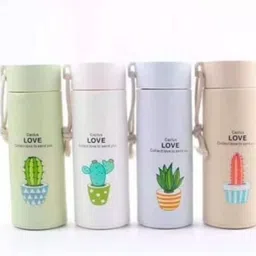 sample Cactus love Print Glass Water Bottle with Foodgrade Silicone Plastic - 450ml 450 ml-picture-34