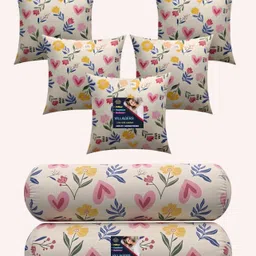 villagers Microfibre Bolster Pack of 7 Floral 5 Cushion and 2 Bolster-picture-27