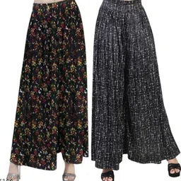fashion bazaar Pack of 2 Women Flared Black, Black Lycra Blend Trousers-picture-25