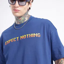 glitchez Men Printed Round Neck Pure Cotton Blue T-Shirt-picture-45