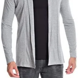 glampanda Men Jacket Style Full Sleeve Grey Shrug image 4