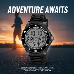 hala TurboBezel Series Digital Watch - For Men HL1191_NightRaptor_Black_PU_DigitalMovement_OutdoorSport image 3