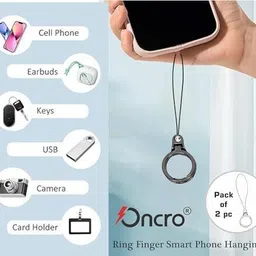 ONCRO Soft Silicone Round charm Keychain Finger Ring for Mobile Phones holder Hanging Phone Charm image 2